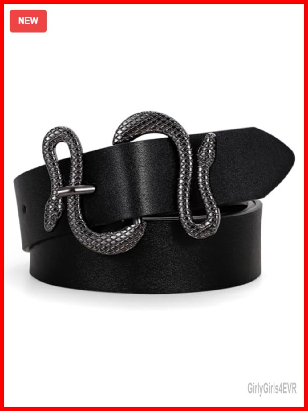 Women Leather Belt with Snake Buckle Fashion Belt for Jeans Pants Dresses